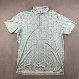 Johnnie-O Mens Shirt Large Malibu Blue Kilmer Polo Featherweight UPF50 Drinks